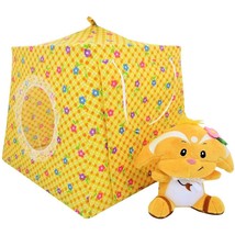 Yellow Toy Tent, 2 Sleeping Bags, Flower &amp; Check Print for Doll, Stuffed Animal - £19.94 GBP