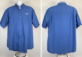 Pepsi Soda Button Down Short Sleeve Shirt Mens XL Blue Poly cotton Blend - £23.70 GBP