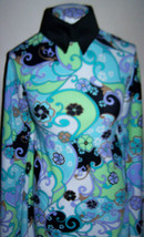 Aqua Black White Floral Swimsuit Weight Lycra Stretch Fabric 1 yard 30 inches - £31.97 GBP