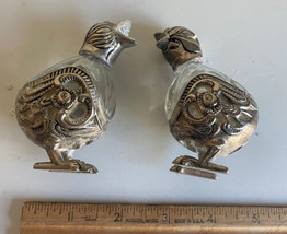 Vintage Godinger Silver &amp; Crystal Salt &amp; Pepper Shaker Set Chicks Chickens - £31.14 GBP