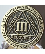 3 Year AA Medallion Reflex Antique Chocolate Bronze Sobriety Chip Coin - $2.13