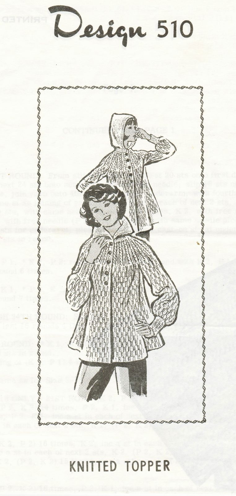 Reader Mail Laura Wheeler Ribbed Hooded Topper Coat Jacket Knit Pattern 8-18  - $12.99