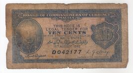 Malaya, 10 Cents, KGVI, 1940, P2, Rare Year, Used As Per Scan - $44.55