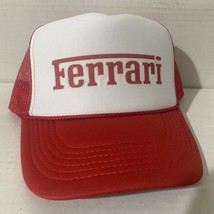 Vintage Ferrari Hat Trucker Hat Racing Hat  SnapBack Unworn Red Adjustable - $9.49