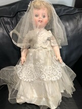 VINTAGE 1950’s Revlon? Bride Rubber Rooted Lash Bridal Tule Lace Gown Doll - £99.91 GBP