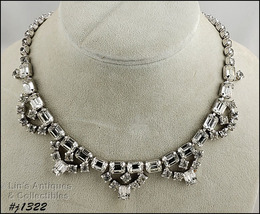 Vintage Clear Rhinestone Necklace (#J1322) - £79.92 GBP