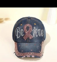 Pink Ribbon Breast Cancer Awareness Cap Womens Cancer Survivor Baseball Hat - £12.85 GBP