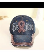 Pink Ribbon Breast Cancer Awareness Cap Womens Cancer Survivor Baseball Hat - £12.67 GBP