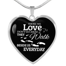 Those We Love Don&#39;T Go Away Footprints Necklace Stainless Steel or 18k G... - $37.95+