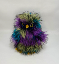 Aurora Furry Owl Plush Purple Blue Green Gold Velvet Feet Large Yellow Eyes 10&quot; - £11.07 GBP