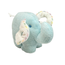 5&quot; Vintage Eden Baby Blue Elephant Rattle Terry Cloth Stuffed Animal Plush Toy - £29.01 GBP
