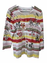 Christopher &amp; Banks Cardigan Colorful Floral Sweater 100% Cotton  L/XL - £19.44 GBP