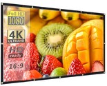 100 Inch 16:9 Hd Projector Screen, Anti-Crease Foldable Portable Indoor ... - £20.47 GBP