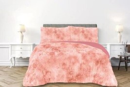 Paris Rose Color Shaggy Blanket With Sherpa Softy Thick &amp; Warm 3 Pcs King Size - £55.55 GBP