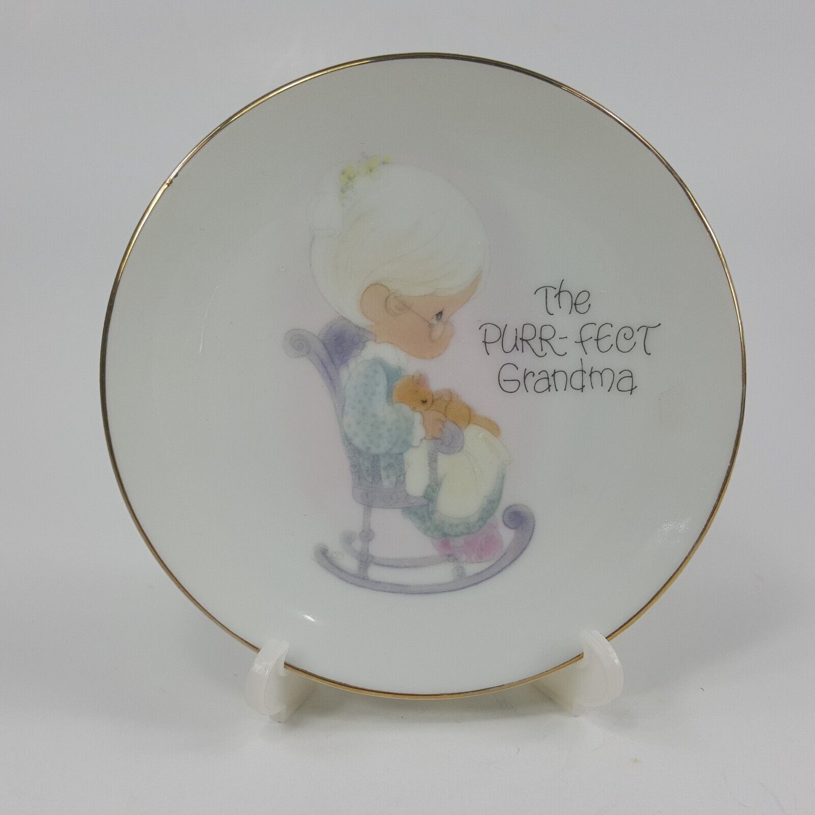 Precious Moments- "The Purr-fect Grandma" 4in. Miniature Plate Enesco 1980 J1H63 - £4.65 GBP