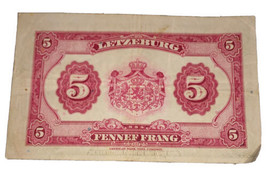 Grand-Duche De Luxembourg 5 CINQ FRANCS Circulated WWII Banknote - £10.93 GBP