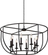 Pendant Light KALCO NEWHALL Contemporary Open Cage 8-Light Black Iron Dry - £2,194.74 GBP