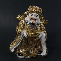 Vintage Chinese Caishen God Figurine Statue Porcelain Gold Wealth Prosperity 7&quot; - £141.59 GBP