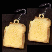 Sandwich EARRINGS-Vintage Toast Cheese Food Charm Funky Jewelry - £8.90 GBP