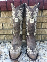 Ladies Corral Boot A3572~Tobacco Brown Studs Flowered Embroidery~Cowgirl~Western - £207.35 GBP