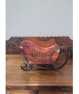 Wood, Wicker and Metal Vintage Sleigh Rustic Christmas Table Decoration - $78.00