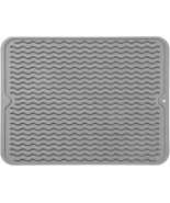 Gray Silicone Drying Mat 16&quot;x12&quot; Grooved Heat-Resistant Non-Slip BPA-Free - $14.72 CAD