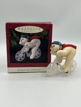 Hallmark Keepsake Ornament 1993 Icicle Bicycle Snowman Cycling Christmas Vintage - £6.84 GBP