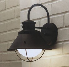Allen &amp; Roth LED Denali Outside Wall Lantern ~ Matte Black ~ White Frosted Shade - £47.64 GBP