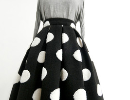 Winter Floral Warm Midi Pleated Skirt Women Plus Size Woolen Pleated Midi Skirt image 8