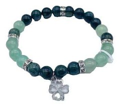 8mm Kambaba Jasper, Green Aventurine, Clover bracelet - $22.95