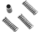 20 pcs Silver Tube Spacer Beads Grid Design Antiqued Accent Bead Finding... - $4.99
