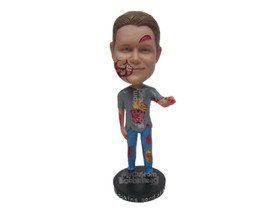 Custom Bobblehead Zombie Boy Wearing T-Shirt And Jeans Trying To Catch You - Hol - £66.55 GBP