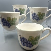 Vintage Lot Of 4 Epoch Market Day Coffee Tea Cup Mug Grapes Flowers Baroque - $46.75