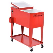 80 Quart Red Sturdy Rolling Steel Construction Cooler - £234.84 GBP