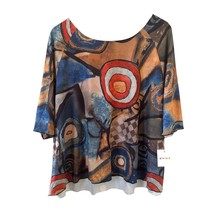 NWT 3 Potato Womens Top Art to Wear Abstract M/L Watercolor Print Relaxe... - $49.99