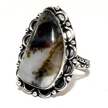 Moss Agate Smooth Natural Gemstone Handmade Silver Ring Gift Jewelry - £5.07 GBP