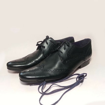Ted Baker Men Dress Shoes Size 8.5 Black WIngtip Broques Leather Lace Up NIB  - £95.90 GBP