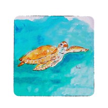 Betsy Drake Brown Sea Turtle Coaster Set of 4 - £27.75 GBP