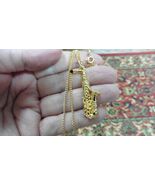 (M-15-C) ALTO SAX Saxophone NECKLACE jewelry 24k gold plate I love saxop... - $36.33 CAD
