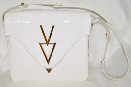 Vintage “Elegance By Lisa” BRIGHT-WHITE Patent Leather PURSE- Articulated Strap - £30.38 GBP