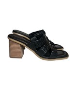 Marc Fisher Melita Black Woven Strappy Chunky Block Heel Slide Sandals S... - $28.70