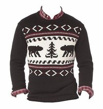 Chaps by Ralph Lauren Mens XL Black Snow Slope Crew Neck Pull Over Sweater - $59.99
