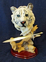 New in Box White Tiger Head Sculpture with Sword  - £62.50 GBP