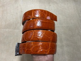 Size 42&quot; Genuine Cognac Belly Alligator Crocodile Leather Skin Belt Widt... - £43.09 GBP
