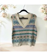 NWT Wild Fable Oversized Sweater Vest V neck SIZE XL Off white pastel pa... - €14,98 EUR