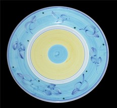 VTG Caleca AZZURRO Handpainted Blue Yellow 11-1/4&quot; Thick Dinner Plate Italy - $22.99