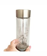 Starbucks 2010 Tazo Tea 10 oz. Glass Infuser Tumbler Silver Leaf Detail ... - $32.73