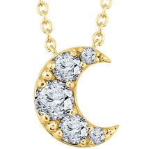 2.30 Ct Half Moon Real Moissanite Pendant Necklace 14K Yellow Gold Plate... - £105.14 GBP