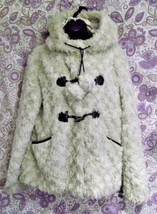 &quot;Ribbon&quot; fluffy winter coat size 14.unusual fastening. sumptuously fluff... - $91.76