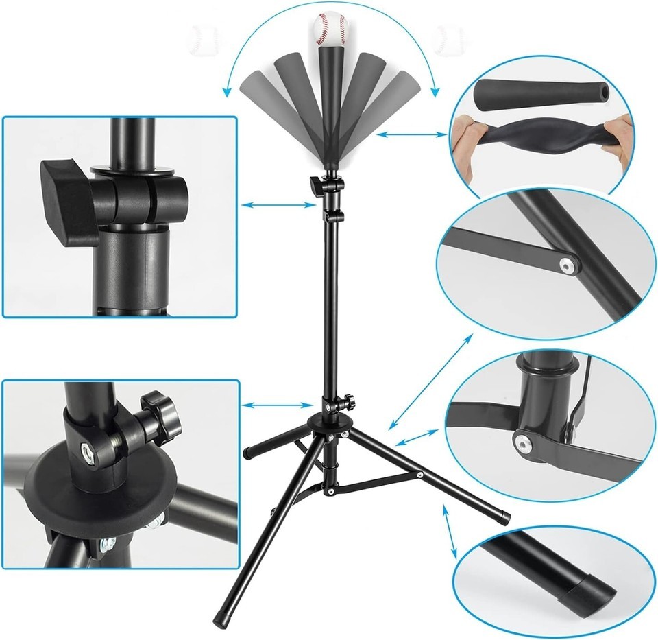 Portable Baseball Tee & Tripod Stand - Height Adjustable for Batting Practice Item image 6